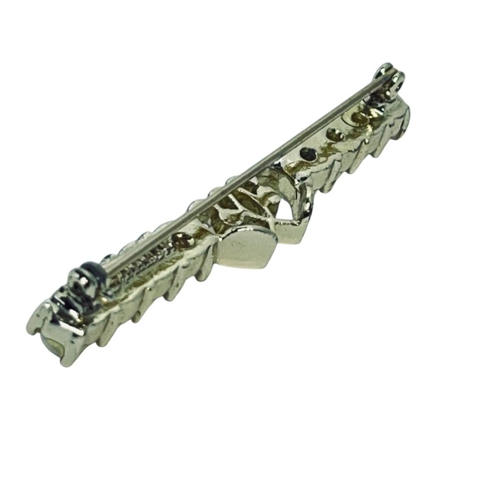 Sarah Coventry Gold Tone Faux Pearl & Rhinestone Bar Brooch (5592) - Picture 9 of 9